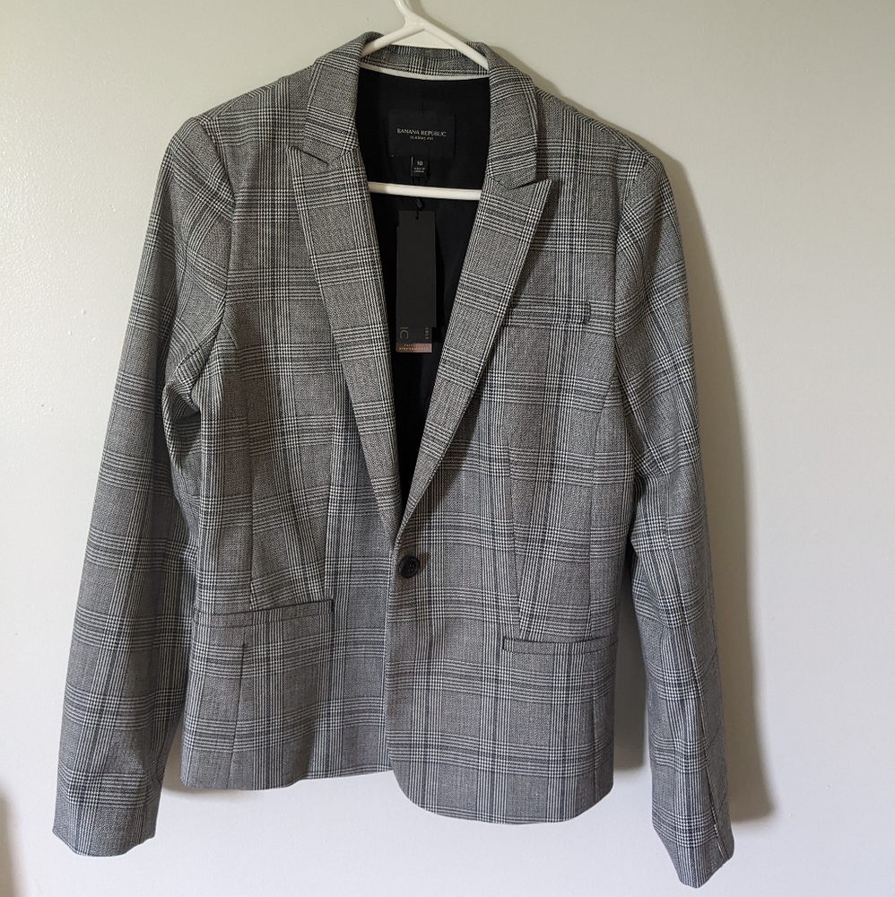 Banana Republic Plaid Machine Washable Blazer